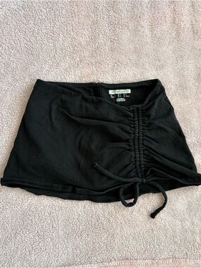 Forever 21 Black Ruched Drawstring Mini Skirt (shorts underneath)